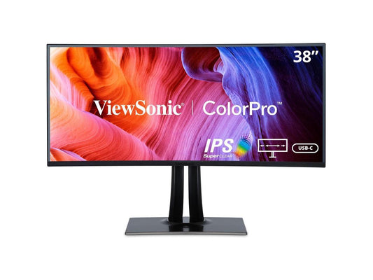 ViewSonic VP3881A 38 Inch IPS WQHD+ Curved Ultrawide Monitor with ColorPro 100% sRGB Rec 709, Eye Care, HDR10 Support, USB C, HDMI, USB, DisplayPort for Professional Home and Office