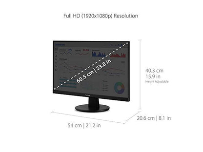 ViewSonic VA2447-MH 24 Inch Full HD 1080p Monitor with Ultra-Thin Bezel, Adaptive Sync, 75Hz, Eye Care, and HDMI, VGA Inputs for Home and Office (VA2447-MH)