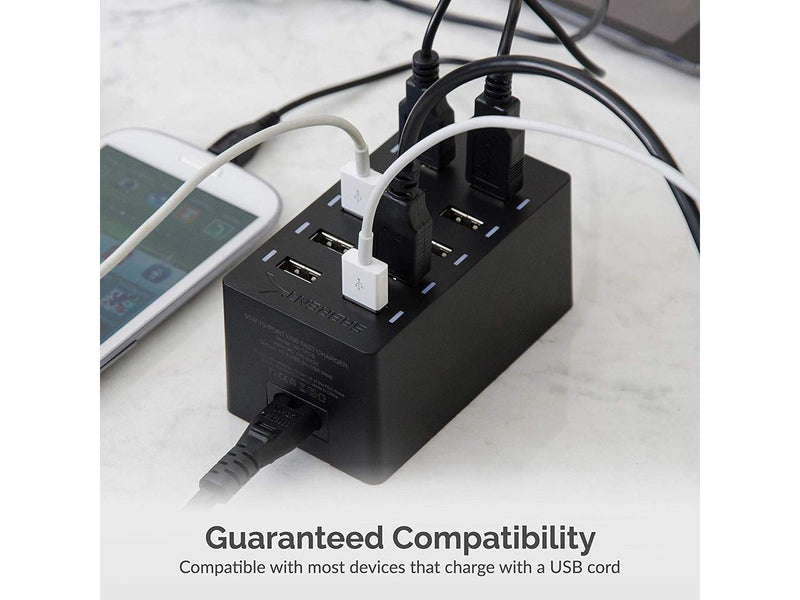 Sabrent 60 Watt (12 Amp) 10 Port Desktop Smart USB Rapid Charger (AX-TPCS)
