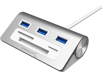 Sabrent 3 Port Aluminum USB 3.0 Hub with Multi-In-1 Card Reader [12" cable] (HB-MACR)