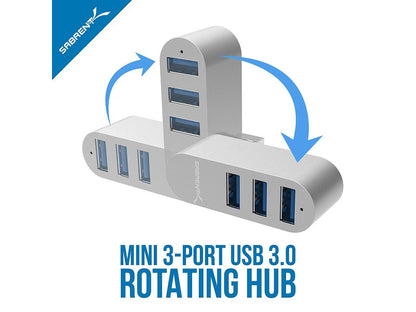 Sabrent Premium 3-Port Aluminum Mini USB 3.0 Hub [90°/180° Degree Rotatable] (HB-R3MC)
