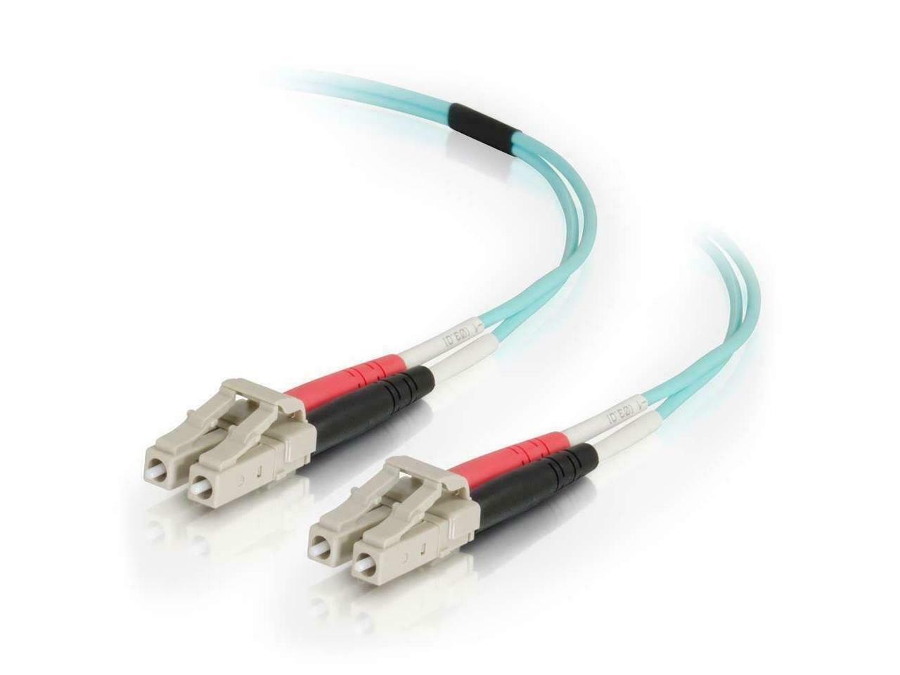 12M LC-LC 50/125 OM4 DUPLEX MULTIMODE PVC FIBER OPTIC CABLE - AQUA