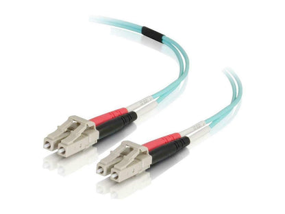 12M LC-LC 50/125 OM4 DUPLEX MULTIMODE PVC FIBER OPTIC CABLE - AQUA