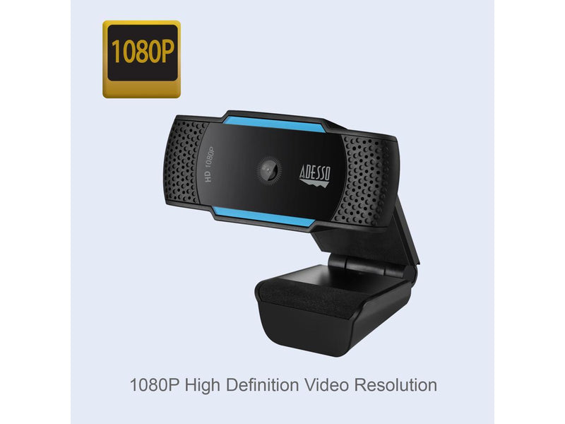Adesso CyberTrack H5 1080p HD USB Auto Focus Webcam with Built-In Dual Microphone
