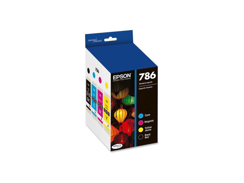 Epson 786, Black and Color Ink Cartridges, C/M/Y/K 4-Pack (T786120-BCS)