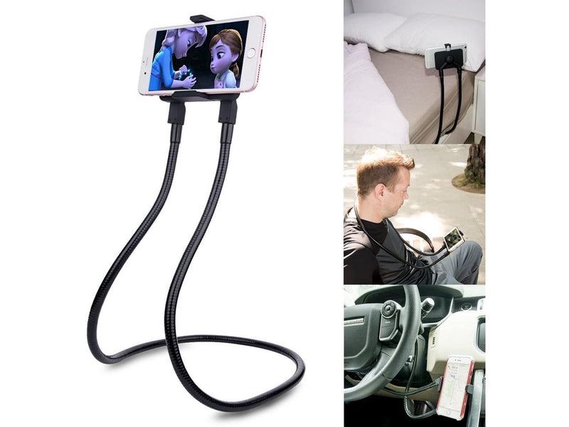 Cell Phone Holder, Universal Mobile Phone Stand, Lazy Bracket, DIY Flexible Mount Stand with Multiple Function (Black)