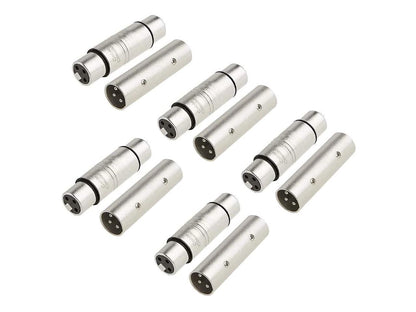 [5-Pair] XLR Female to Female & XLR Male to Male 3PIN Adapter Connector Compatible Microphone,Mixer,Silver
