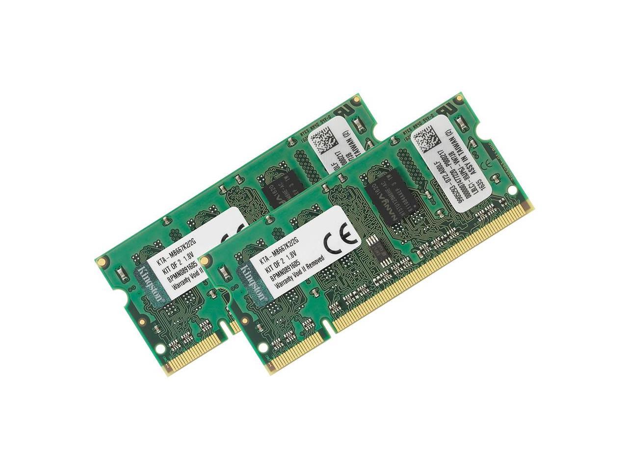 Kingston Apple 2GB Kit (2x1GB Modules) 667MHz DDR2 200-Pin SoDimm iMac and Macbook Memory (KTA-MB667K2/2G)