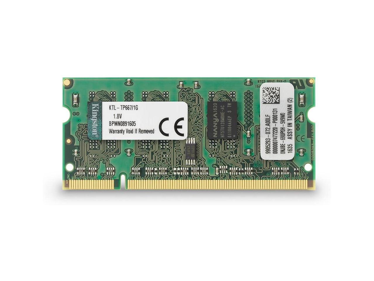 Kingston 1 GB DDR2 SDRAM Memory Module 1 GB 333MHz DDR2667/PC25300 DDR2 SDRAM 200pin SoDIMM KTL-TP667/1G