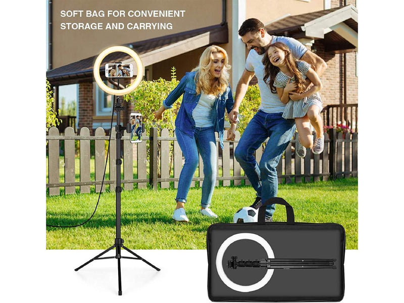 Durable LED Ring Light, 12'' Selfie Ring Light with Tripod Stand (19â€?-65â€?) & Phone Holder, Bluetooth Remote Control and Carry Bag for Video Recording/Live Stream/Makeup/YouTube/Photography/Camera