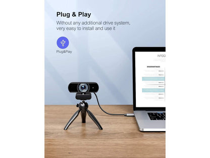 Professional Webcam with Microphone, 1080P HD Webcam Computer Web Camera