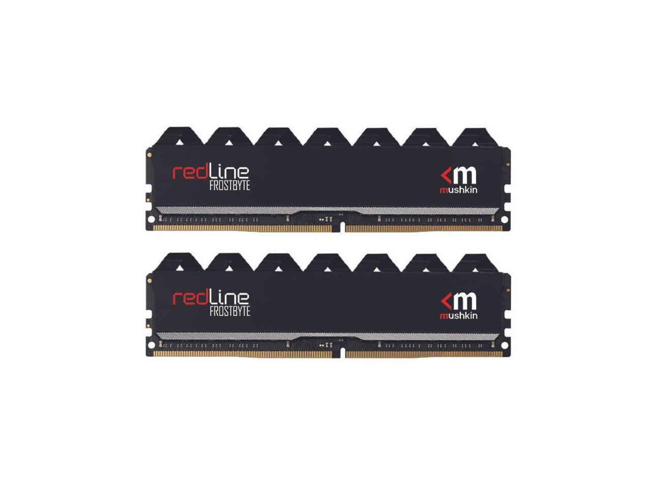 mushkin redline black - ddr4 dram - 16gb (2x8gb) udimm memory kit - 3200mhz (pc4-25600) cl-16 - 288-pin 1.35v desktop ram - non-ecc - dual-channel - frostbyte black heatsink - (mrc4u320gjjm8gx2)