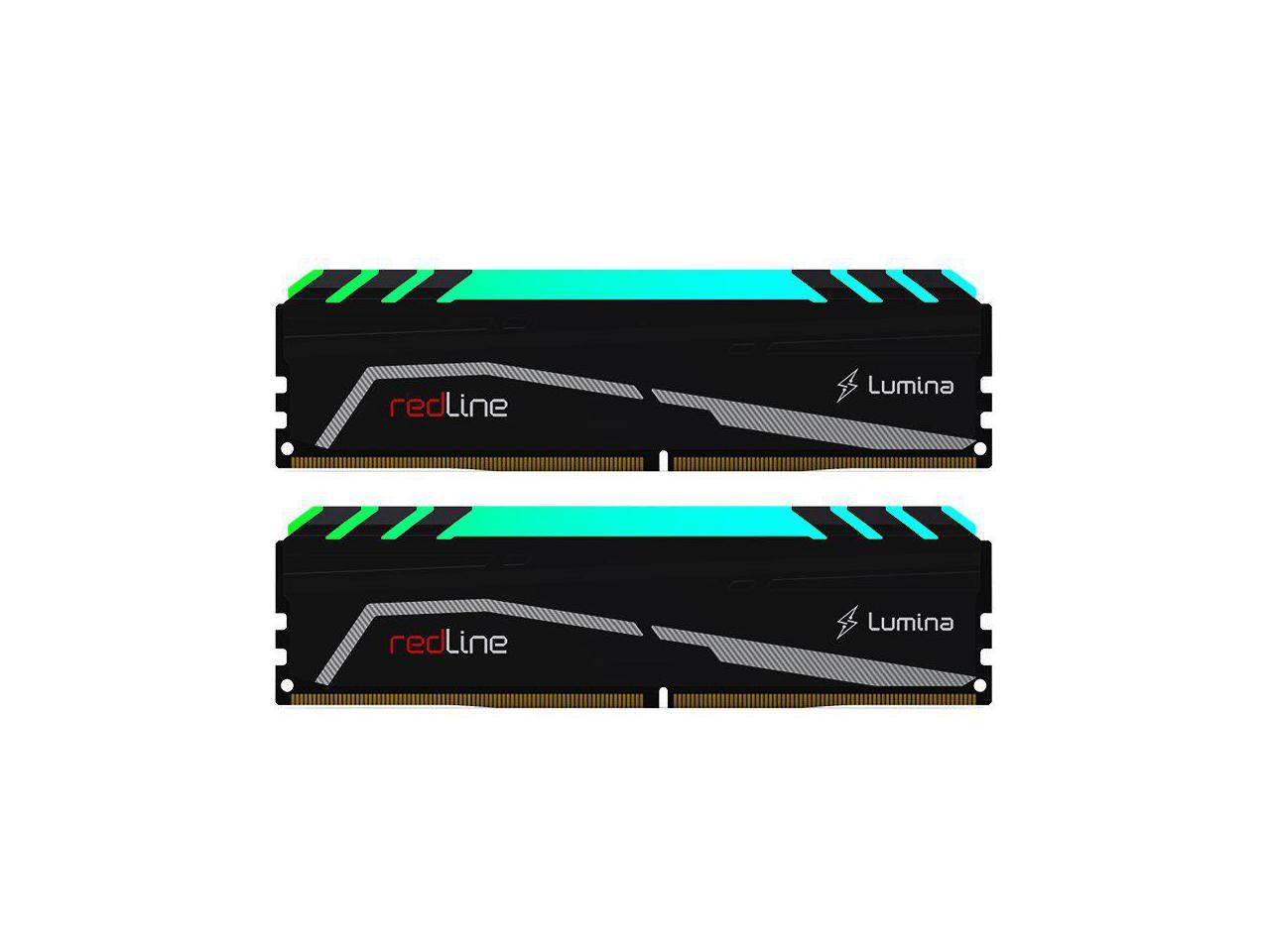 Mushkin 32GB(2X16GB) Redline Lumina DDR4-3200 PC4-25600 3200MHz 14-18-18-38 Desktop Memory Model MLA4C320EJJP16GX2