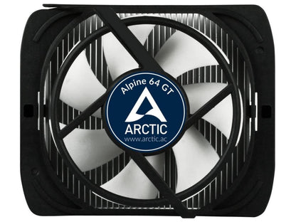 ARCTIC Alpine 64 GT - CPU Cooler for Quietness, Supports AMD AM4, AM3(+), AM2(+),…, Ultra-Quiet 80 mm PWM Fan - Black, White