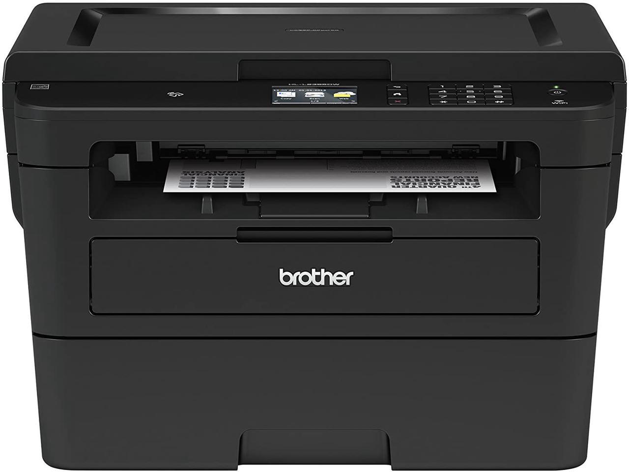 Brother Compact Monochrome Laser Printer, HLL2395DW, Flatbed Copy & Scan, Wireless Printing, NFC, Cloud-Based Printing & Scanning