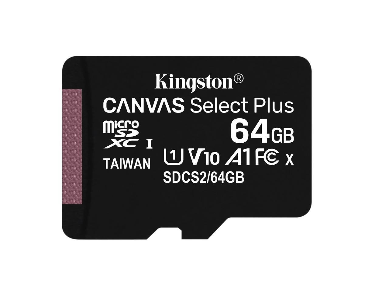 Kingston Canvas Select Plus 64GB Micro SD Card and SD Adapter SDCS2/64GB