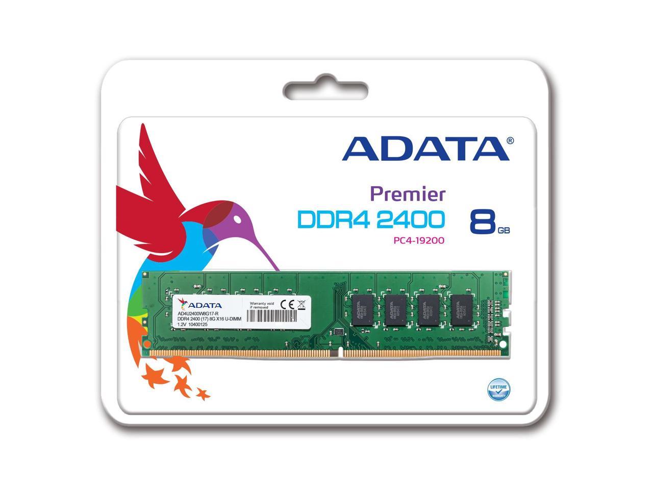 ADATA Premier Series - DDR4 - 8 GB - DIMM 288-pin - 2400 MHz / PC4-19200 - CL17 - 1.2 V - unbuffered - non-ECC