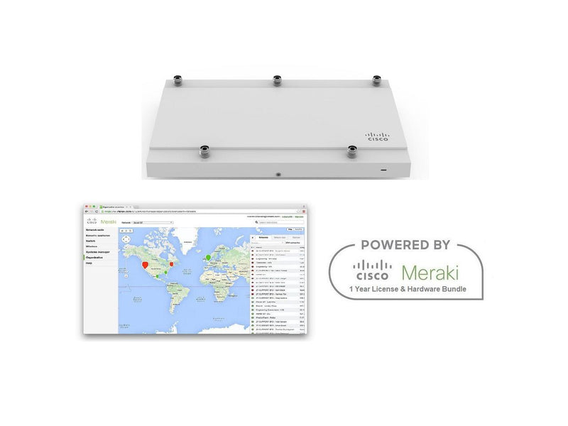 Cisco Meraki MR42E Access Point Includes 1 Year Enterprise Meraki License (Ext Antenna Sold Separately)