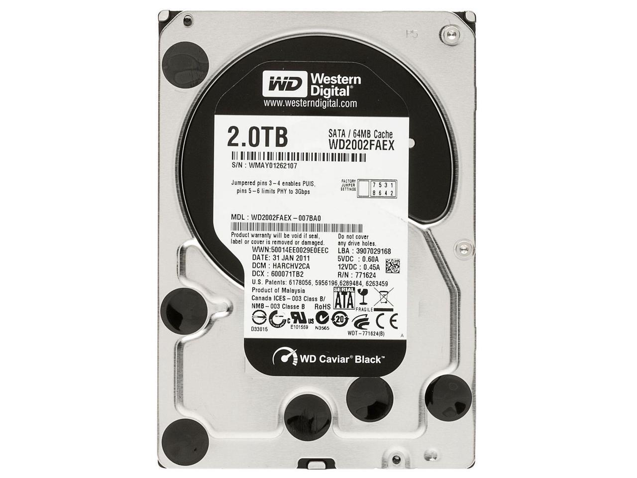 WD Black WD2002FAEX 2TB 3.5" 7200rpm Hot Swappable Internal Hard Drive