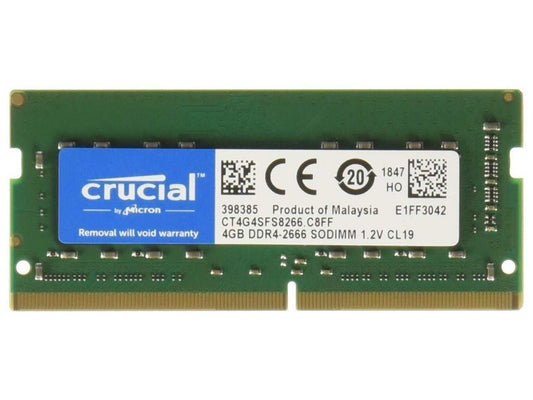 Crucial 4GB Single DDR4 2666 MT/s (PC4-21300) CL19 x8 SODIMM 260-Pin Memory - CT4G4SFS8266