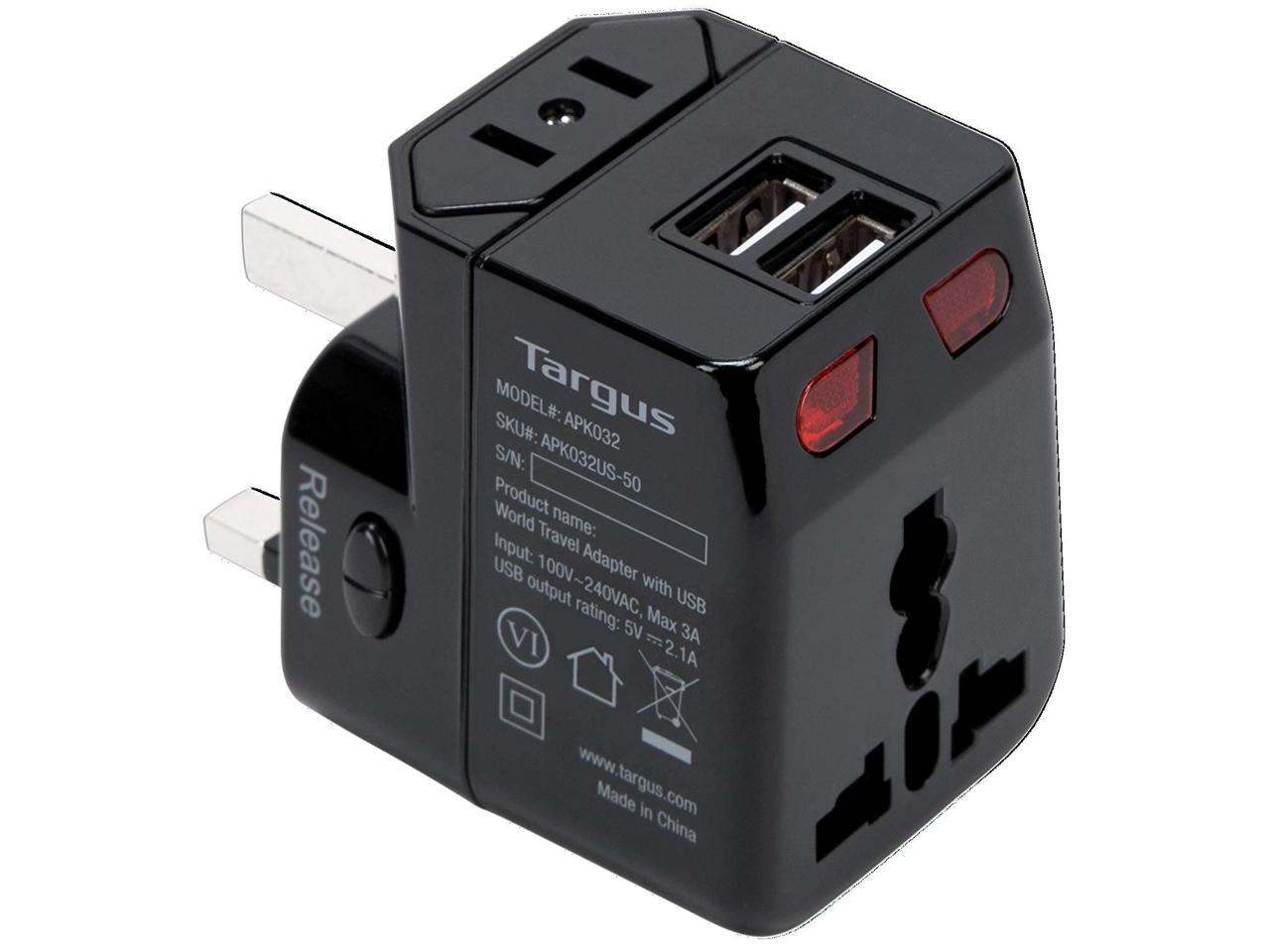 Targus World Travel Power Adapter with Dual USB Charging Ports - APK032US