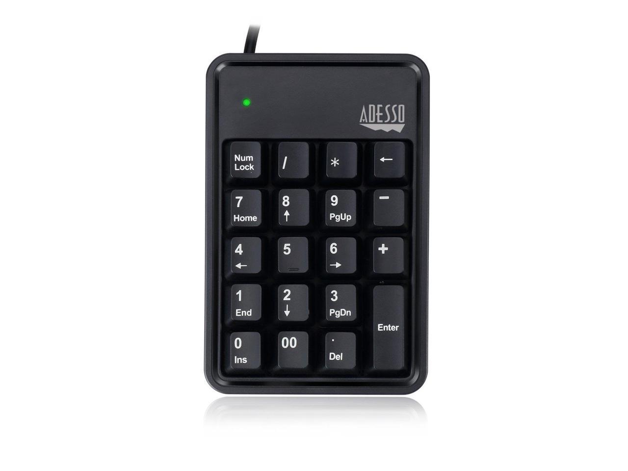 Adesso 19-Key Usb Numeric Keypad ,Built-In 3-Port Usb Hubs , Durable Mechnical