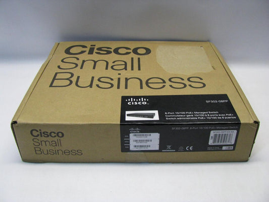Cisco SF302-08PP 8 Port 10/100 PoE+ Managed Switch *New Sealed*