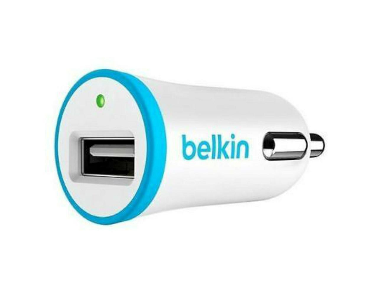 NEW Belkin MIXIT White / Blue Universal USB Car Charger Fast Charging 2.4A