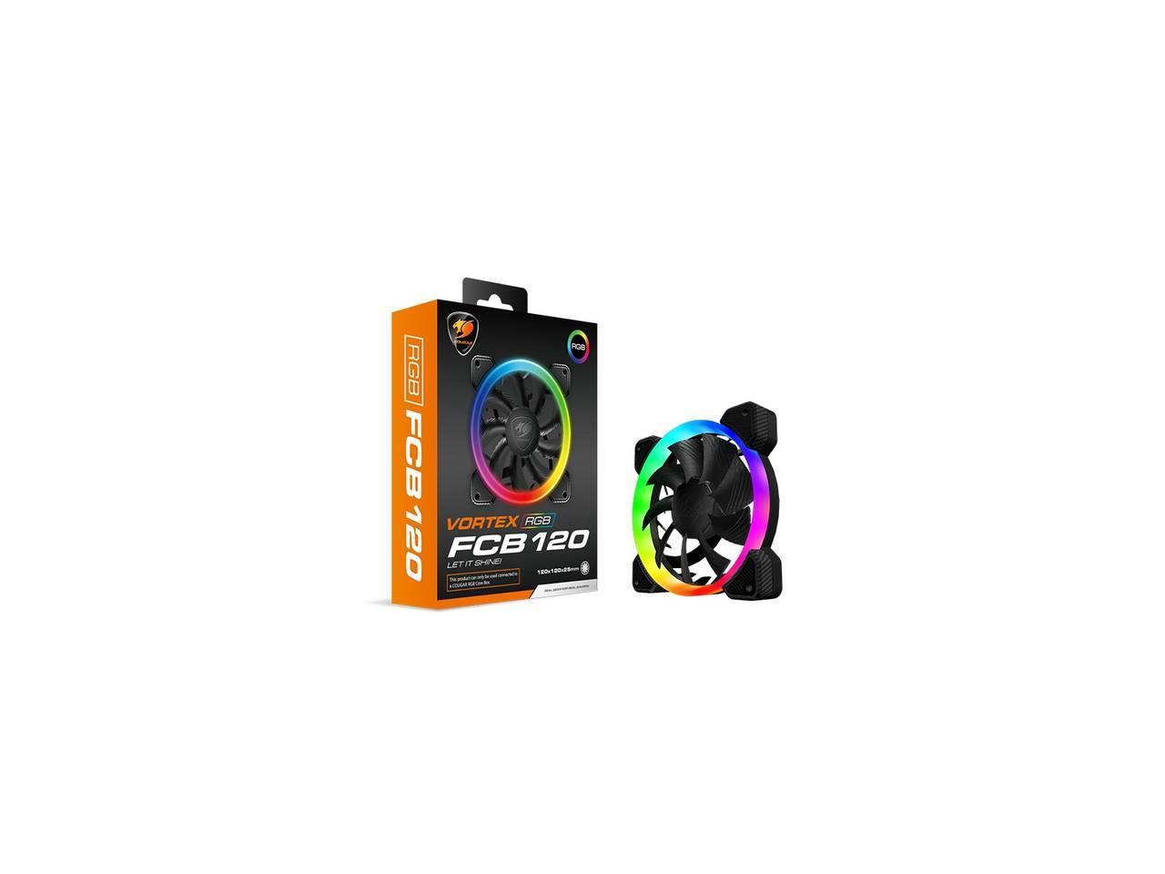 cougar hydraulic vortex rgb fcb 120 mm cooling fan with support for cougar core box