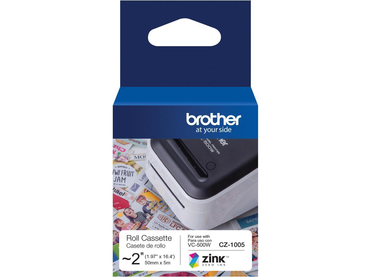 Brother Genuine CZ-1005 continuous length ~ 2 (1.97") 50 mm wide x 16.4 ft. (5 m) long label roll featuring ZINK® Zero Ink technology - 1 31/32" Width x 16 13/32 ft Length - Zero Ink