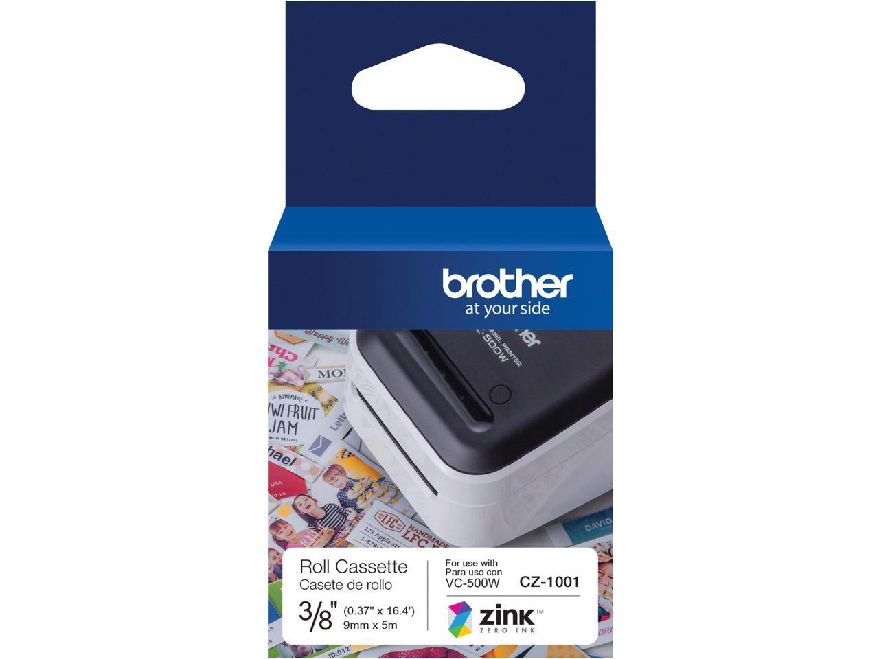 Brother Genuine CZ-1001 3/8" (0.37") 9mm wide x 16.4 ft. (5 m) long label roll featuring ZINK® Zero Ink technology - 3/8" Width x 16 13/32 ft Length - Zero Ink (ZINK)