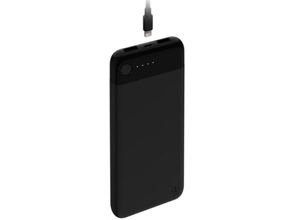 belkin boost charge power bank 10k with lightning connector mficertified 10000 mah portable charger for iphone/ipad/airpods, black