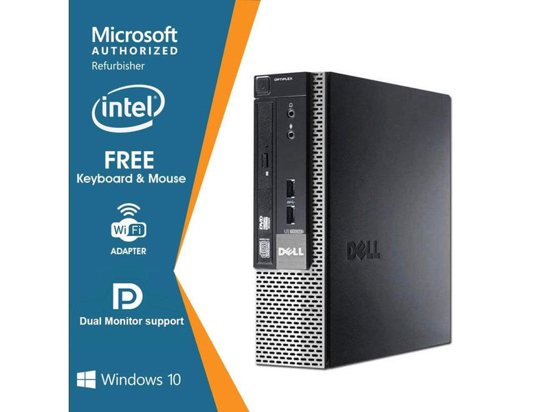 Dell Optiplex 9010 USFF Computer Intel Core i5 3470 DVD Windows 10 New Free Keyboard, Mouse,Power cord,WiFi Adapter